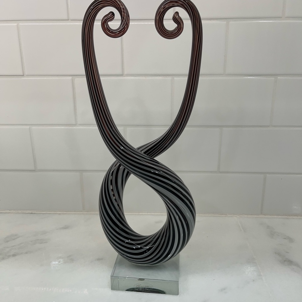 Murano Purple and White Sculpture Art Piece